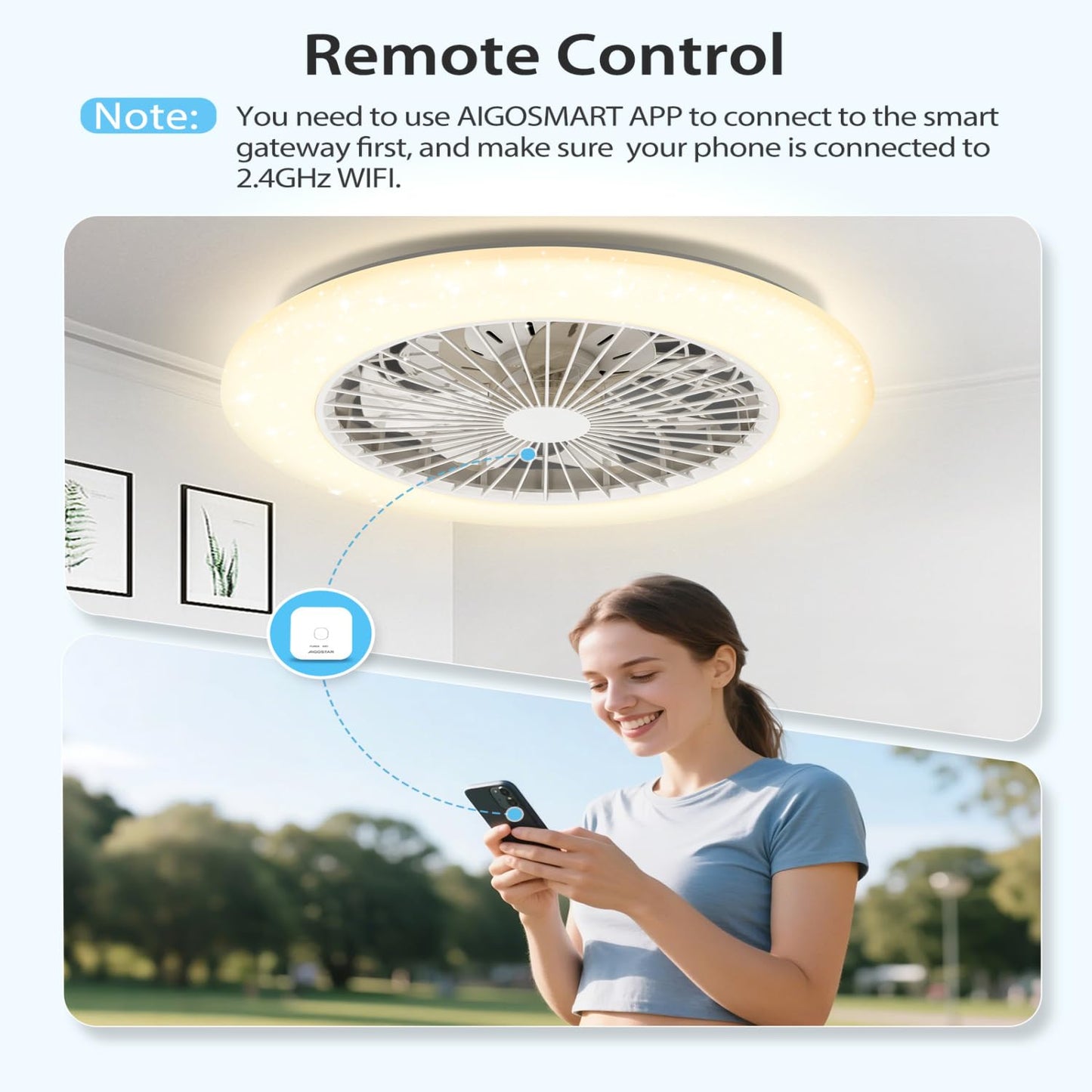 Ventilador Techo Aigostar - Alexa, Luz LED Regulable