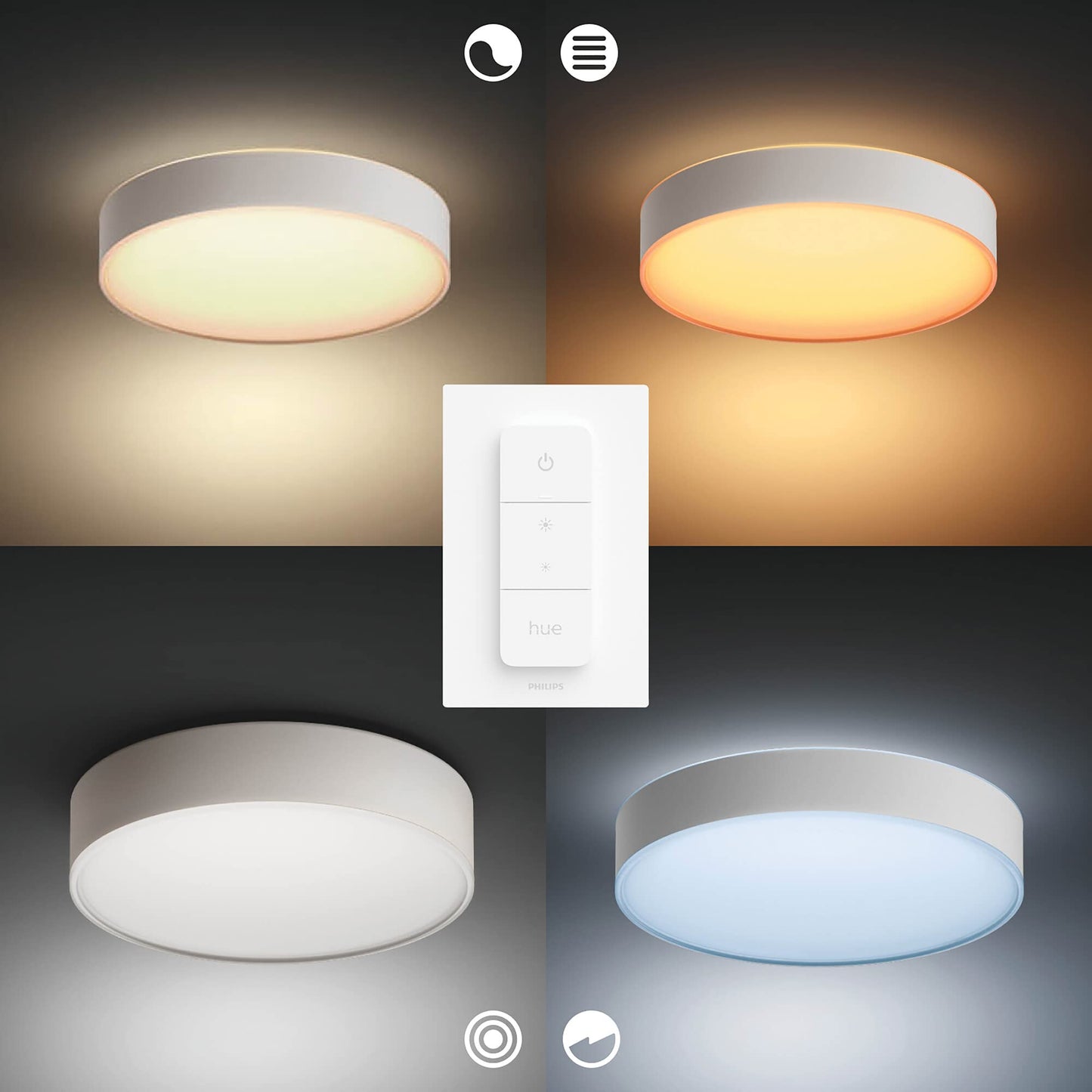 Philips Hue Enrave L – Lámpara Techo LED, Alexa/Google, Blanco