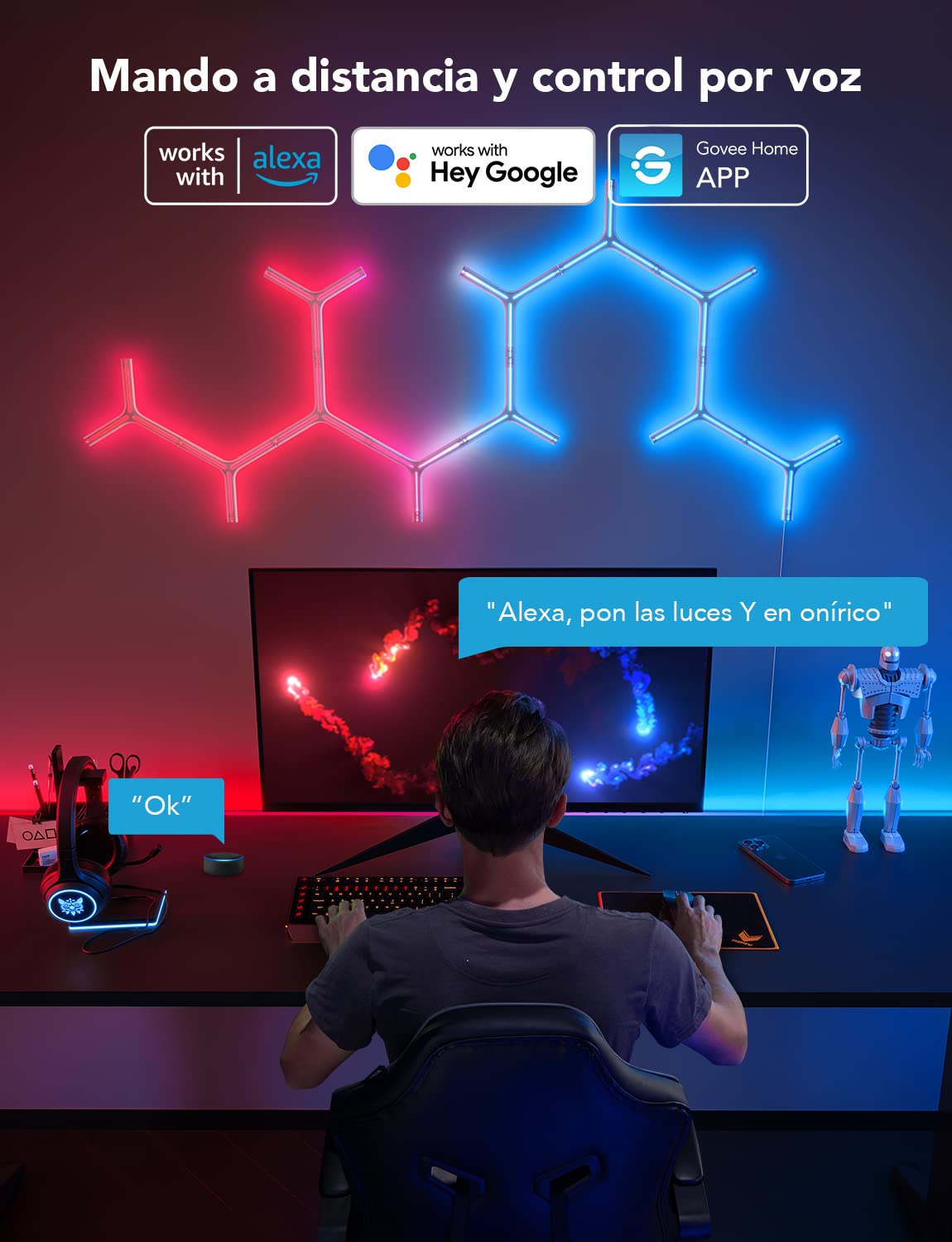 Luces LED Govee Glide Y - RGBIC, Música, WiFi