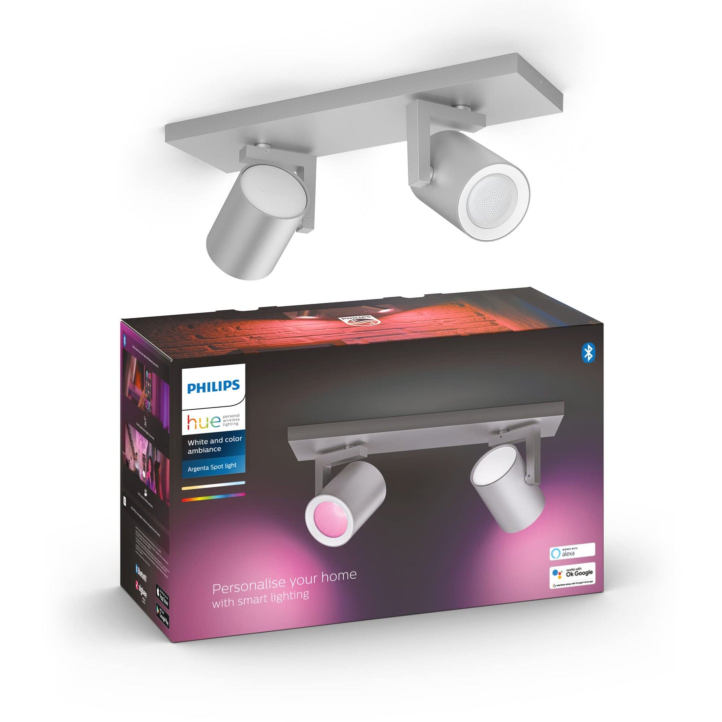 Foco Inteligente Philips Hue Argenta - Luz Blanca y Colores, Alexa