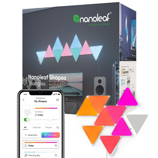 Kit Luces Modulares Nanoleaf - 9 Triángulos, RGBW, Alexa