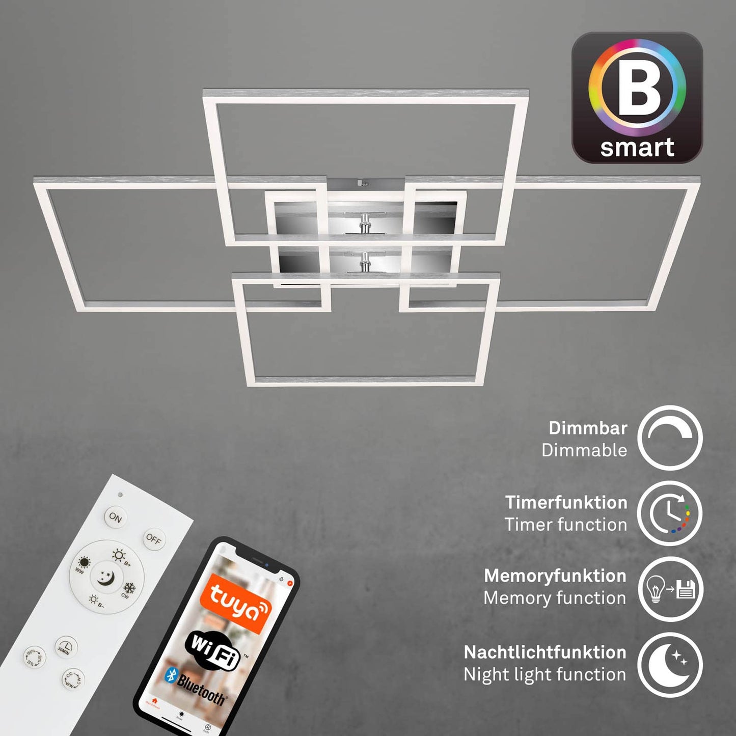 Lámpara de Techo LED Inteligente Briloner - Alexa, WiFi, Color Ajustable