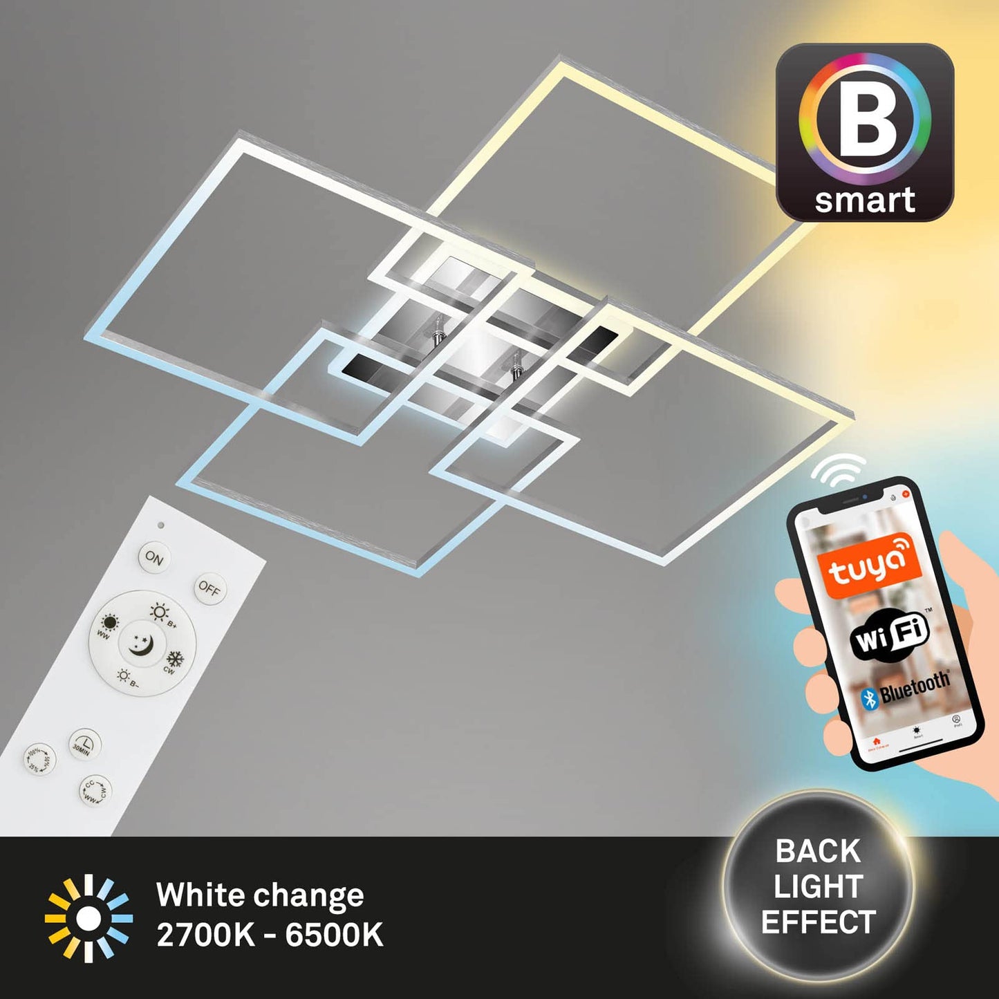 Lámpara de Techo LED Inteligente Briloner - Alexa, WiFi, Color Ajustable