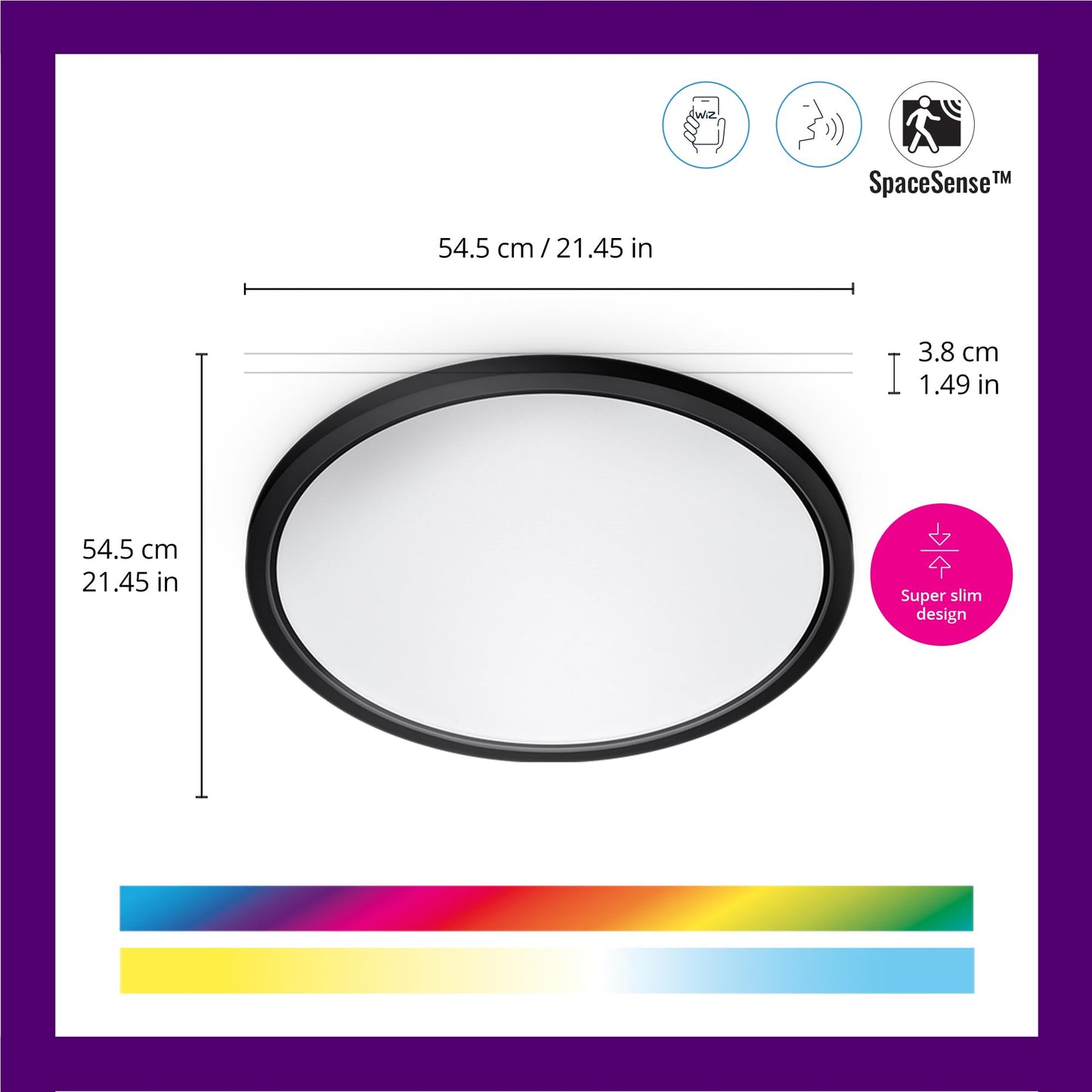 Plafón LED WiZ SuperSlim 32W - RGB, Alexa, SpaceSense