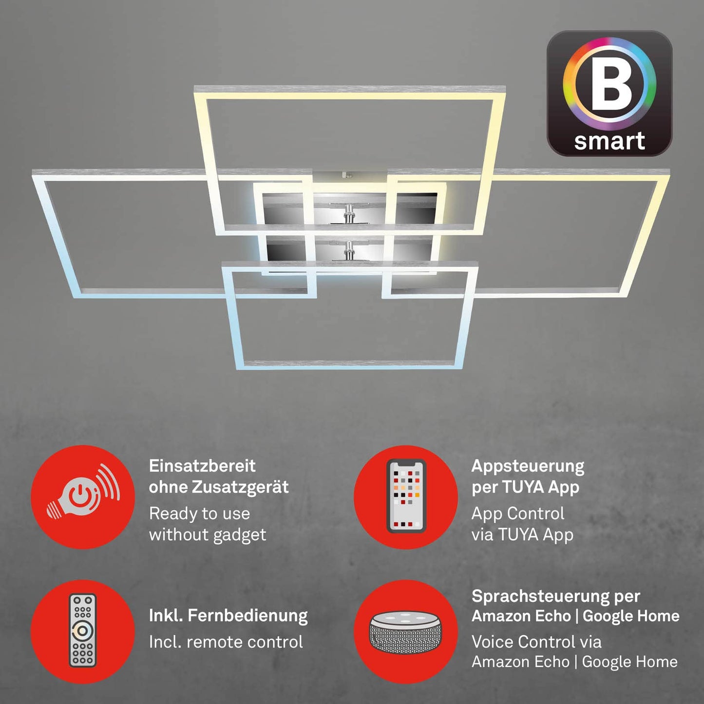 Lámpara de Techo LED Inteligente Briloner - Alexa, WiFi, Color Ajustable