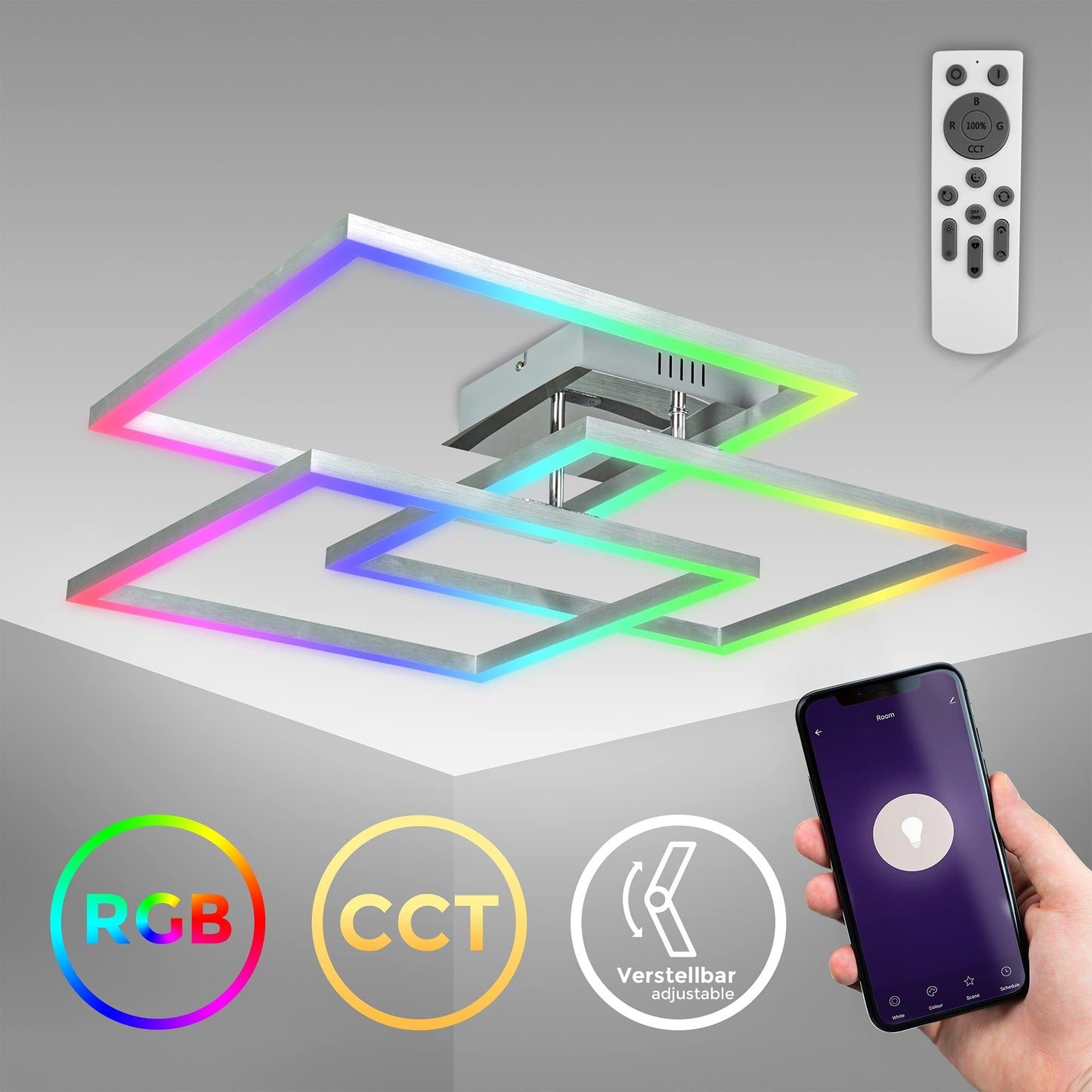 Lámpara Techo LED B.K.Licht WiFi - RGB, Regulable, App