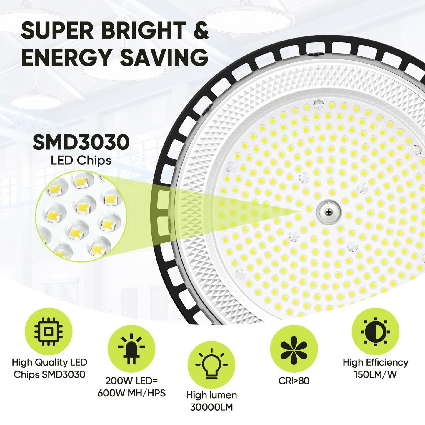 Lámpara UFO LED 200W - 4 Pack, IP65, 6000K
