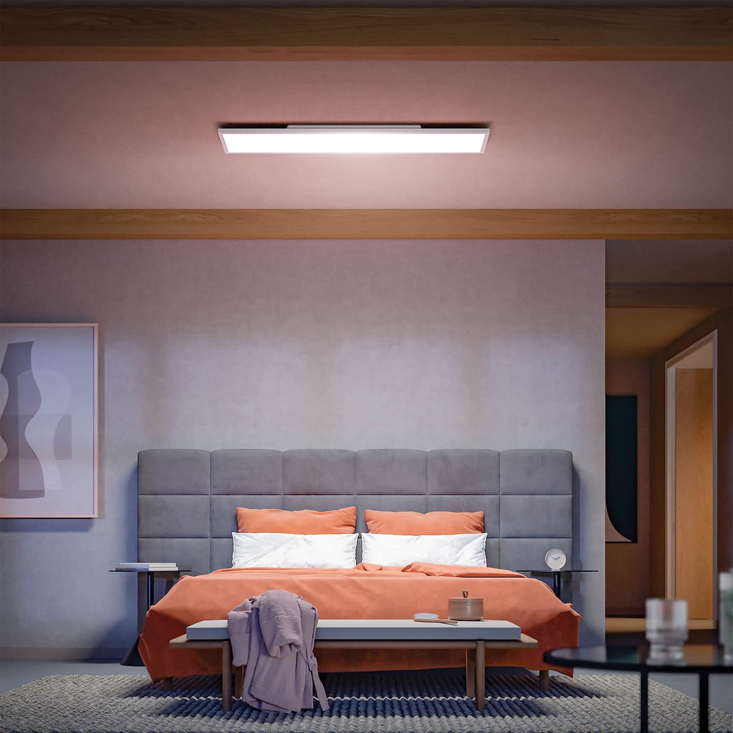Philips Hue Surimu – Panel LED Techo 60W, Alexa/Google, Blanco