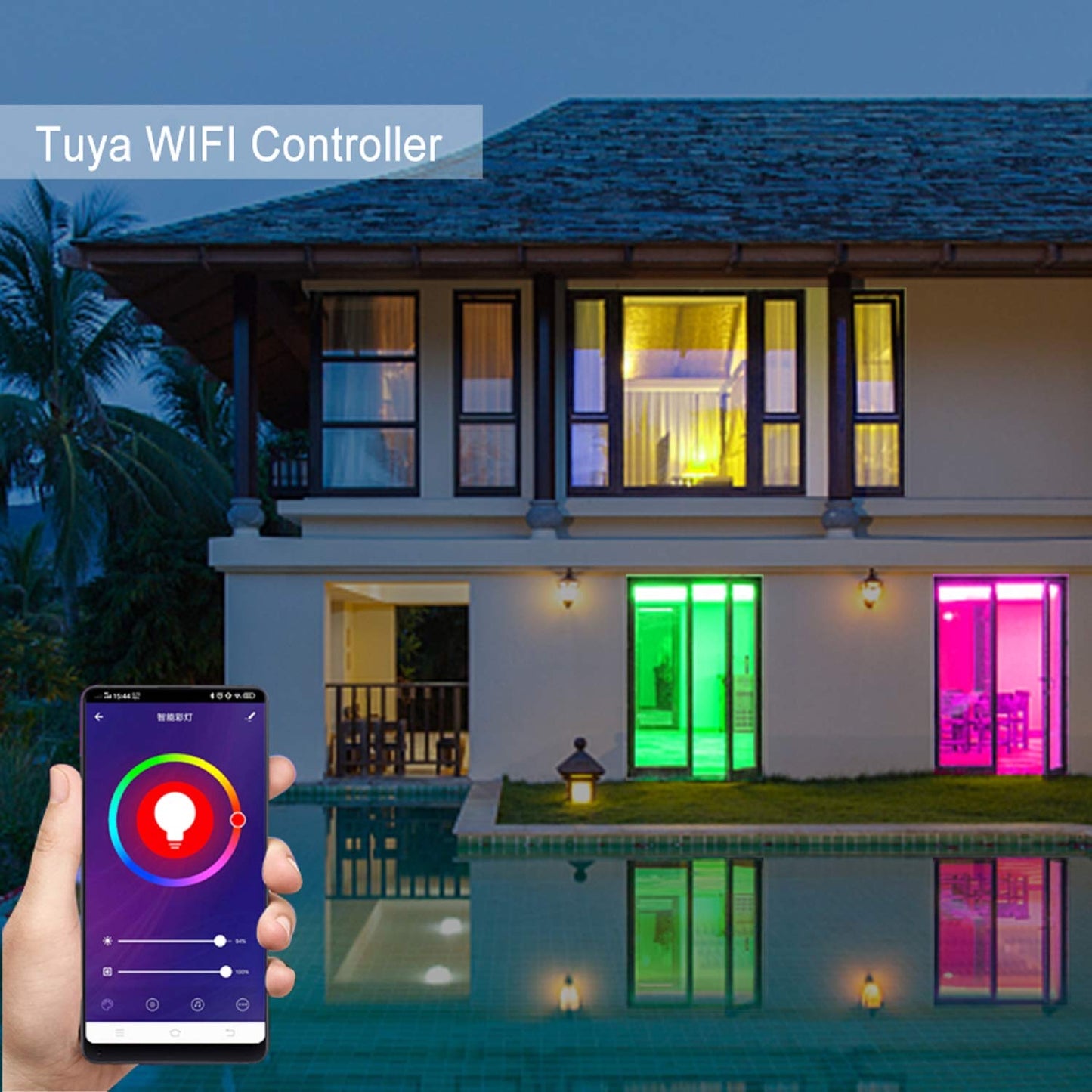 XUNATA Tira LED WiFi RGB 220V, 50m, Alexa/Google, IP65