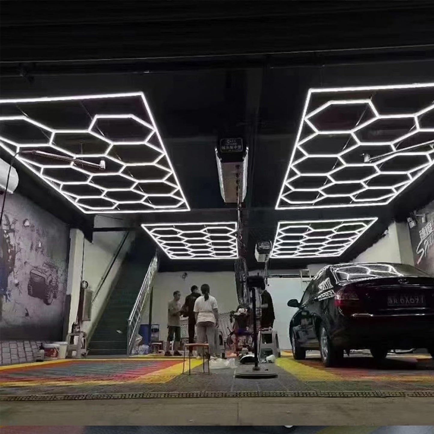 Lámpara Hexagonal LED Taller 6500K - 14 Panales