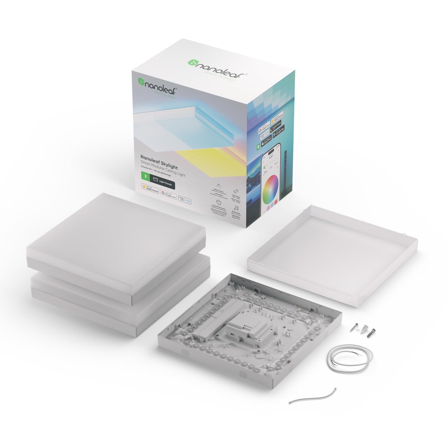Plafón LED Nanoleaf Skylight - 3 Paneles, RGBW, Alexa