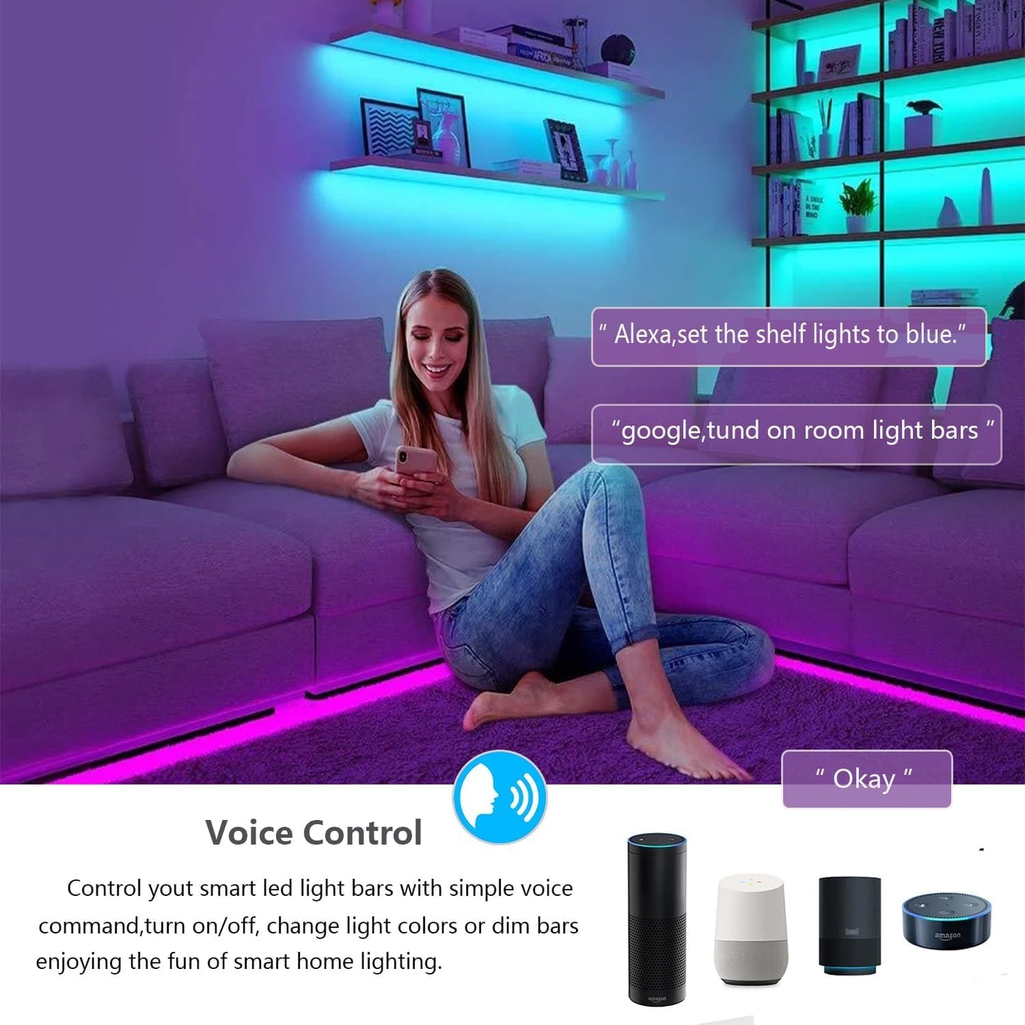 Luz LED RGB para Muebles - Alexa, Control Remoto