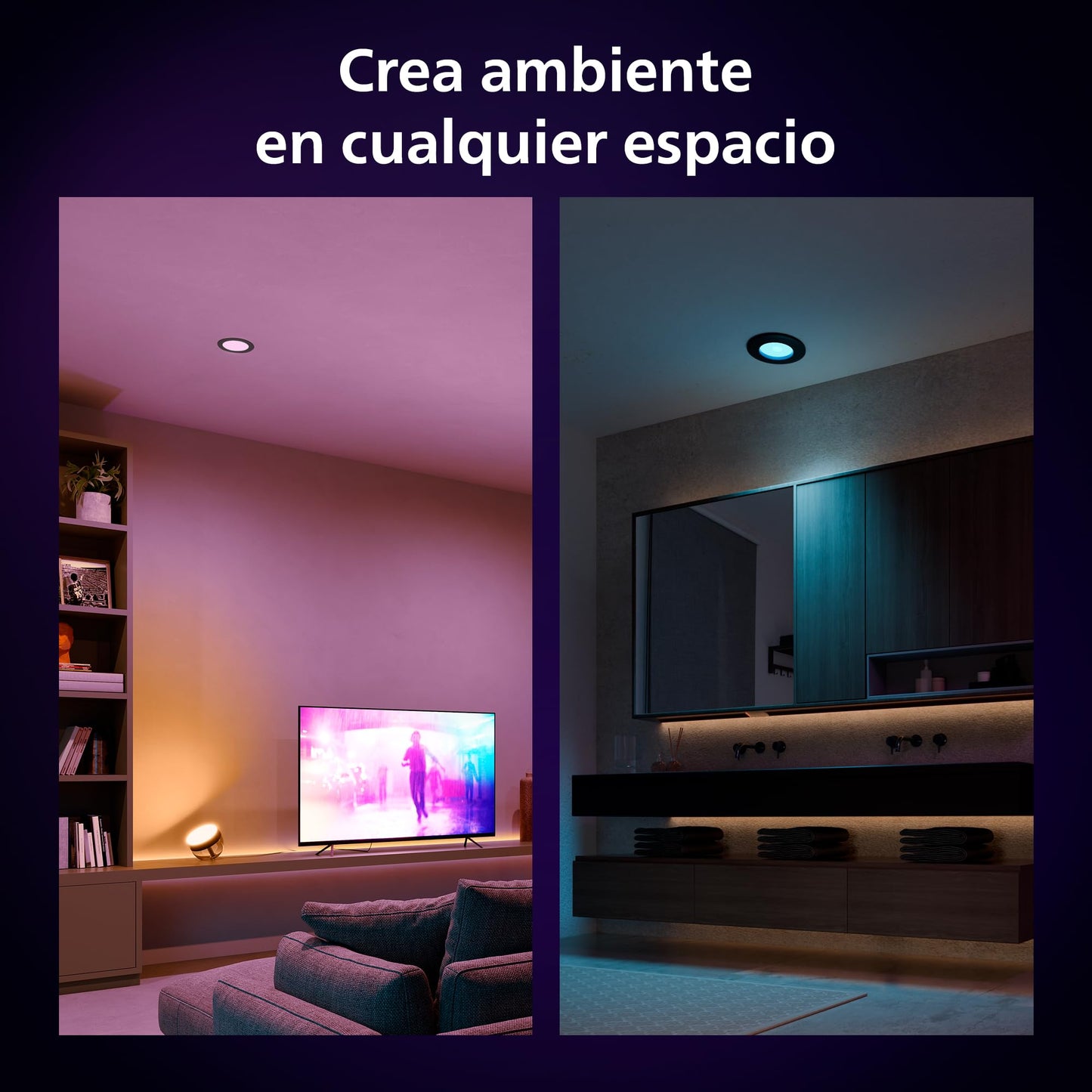 Focos Empotrables Philips Hue Slim - 3un, RGBW, Bluetooth