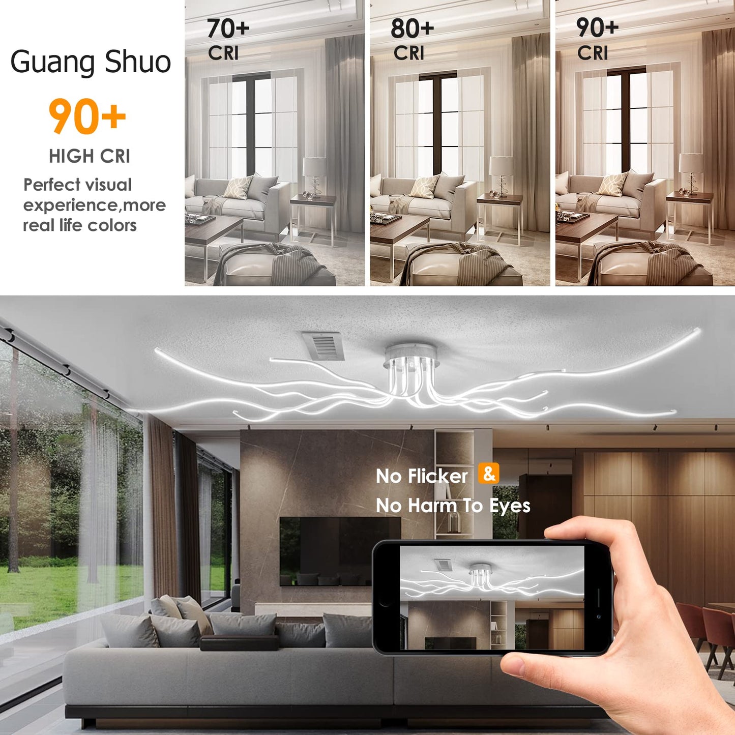 Lámpara Techo LED Guang Shuo 138W - Regulable, Control Remoto