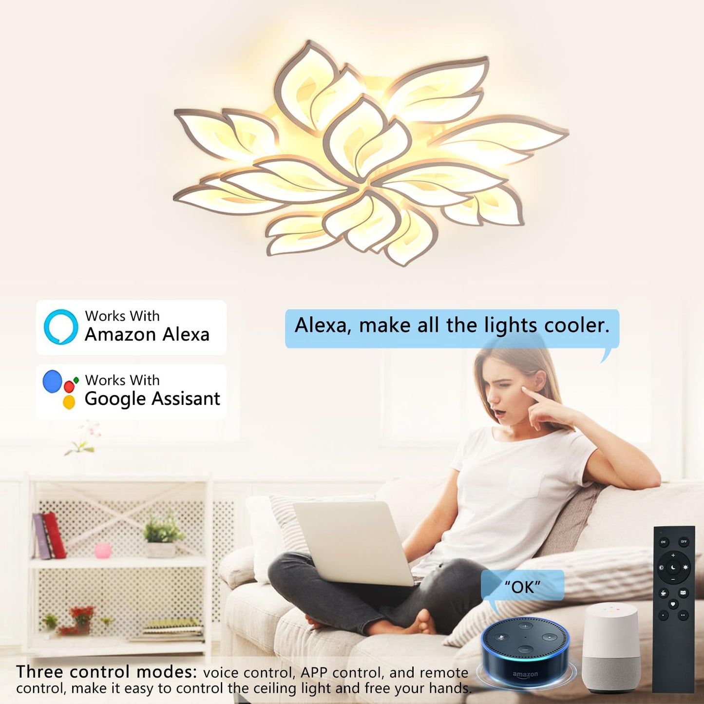 Plafón LED BAYHT Inteligente - 12 Luces, Alexa, Regulable
