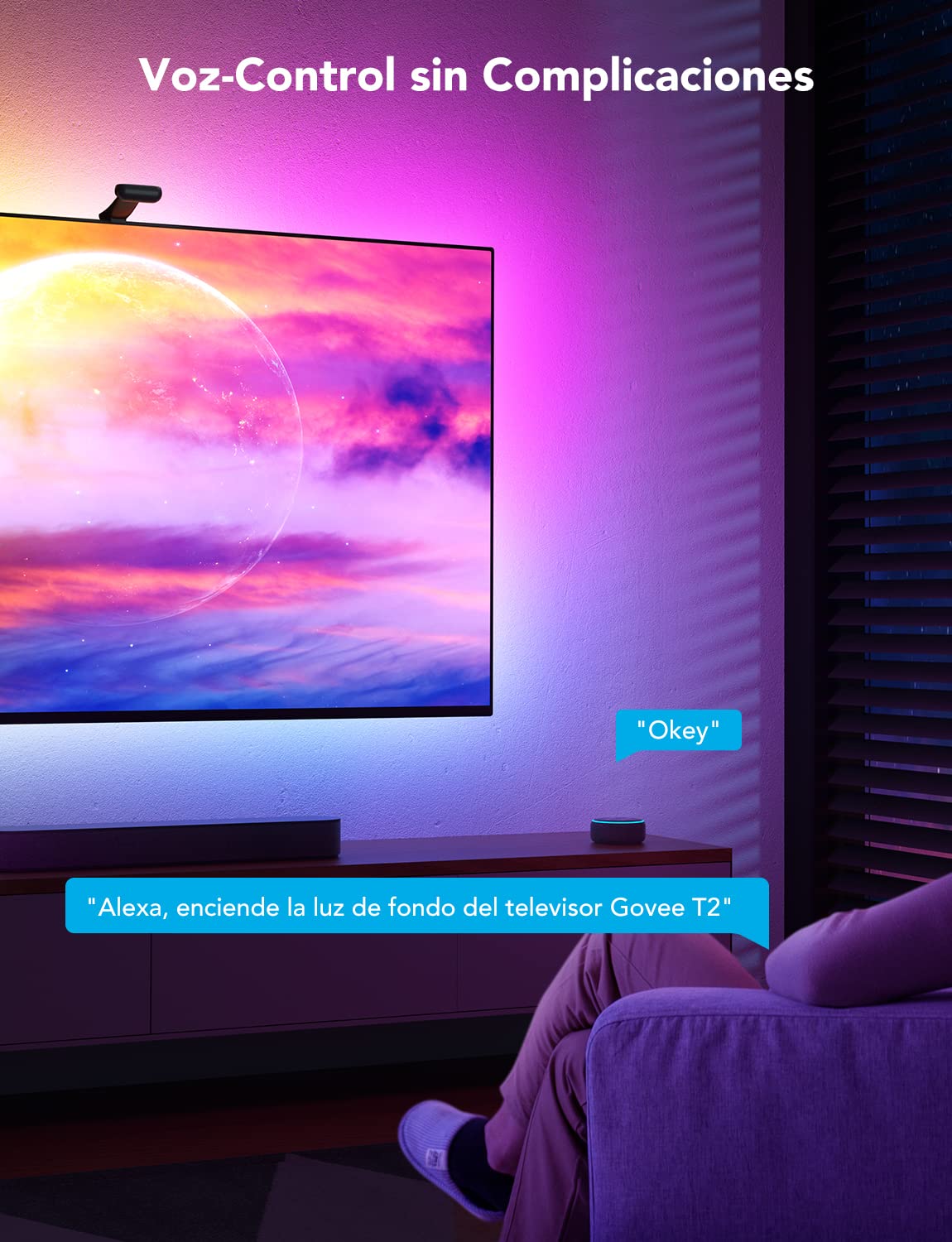 Govee T2 Backlights 5m RGBIC WiFi, Dual-Cámara, TV 75-85"