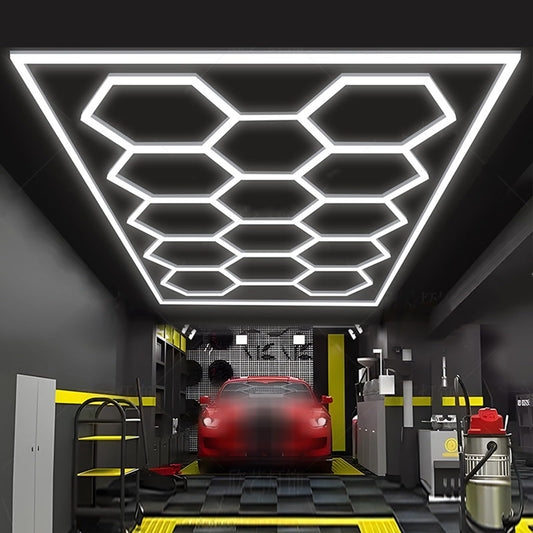 Lámpara Hexagonal LED Taller 6500K - 14 Panales